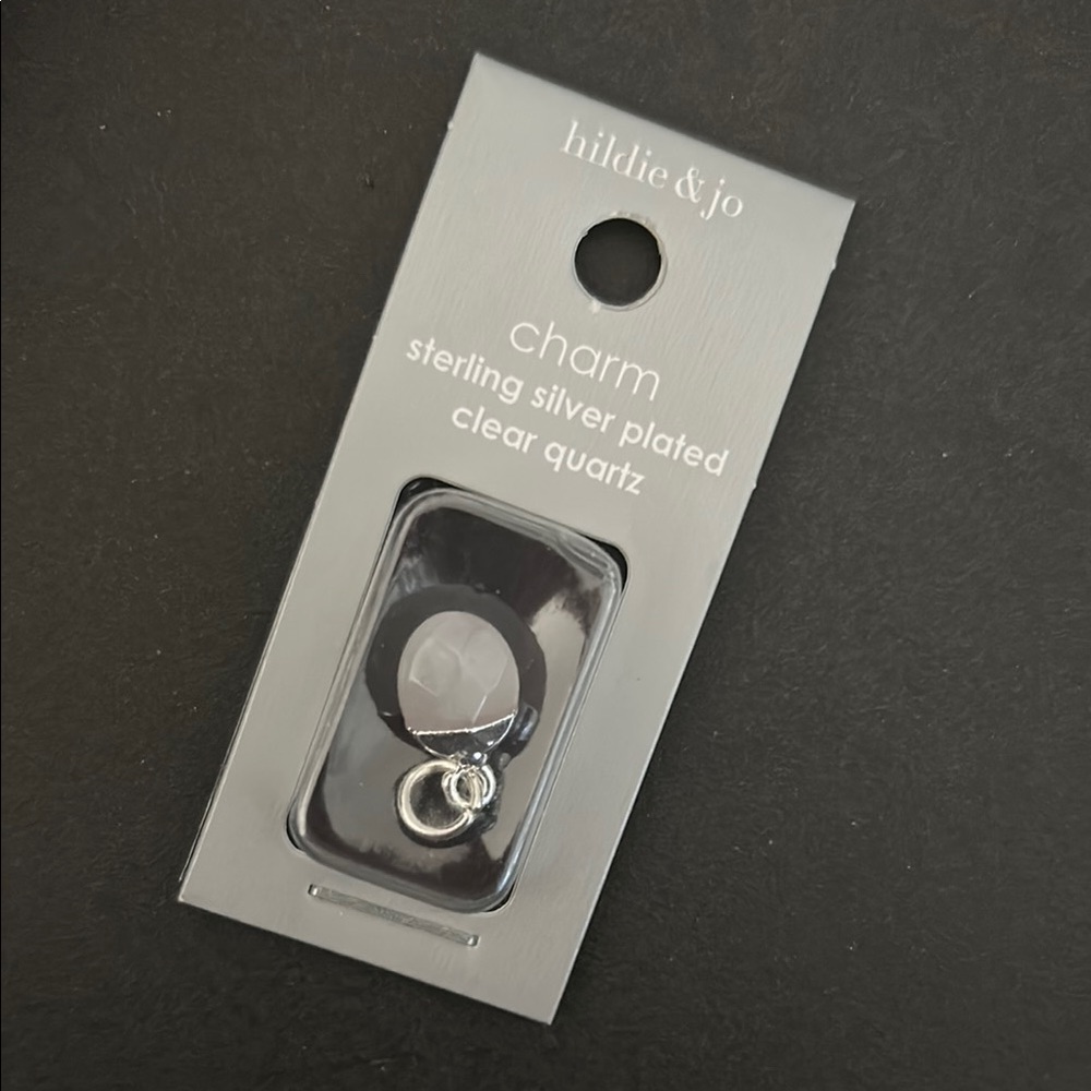 Clear Quartz Sterling Silver Plated Charm Pendant NWT